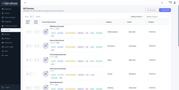 Centre Management Software