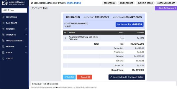 Liquor Billing Software